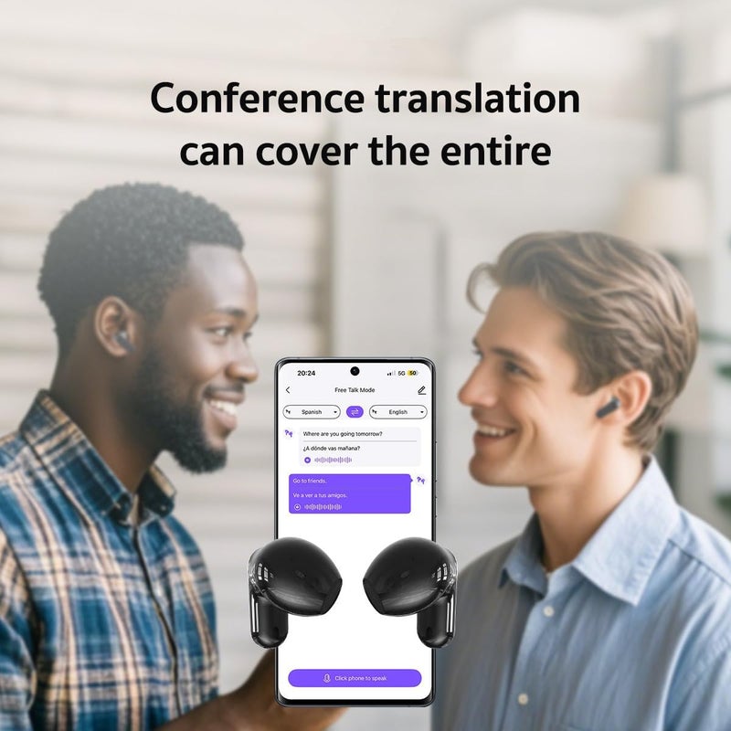 Dwolm NE20 AI Translation Earbuds Real Time: 3-in-1 Translation Headphones with Touch Screen, 135 Languages, Translator Earbuds with 60H Playtime, Support Playing Music Phone Calls for Travel - Image 4